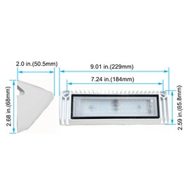 QHLightlux RV 9 Inch LED Exterior Lights, Work Scene Lighting Fixture, 12V/24V DC, 6000K Cool White, Down Angle Flood Beam, High Lumen Output for Truck Boat Trailer Campervan, White Finish, 1 Pack