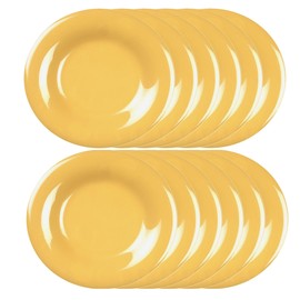 TrueCraftware- 5-1/2" Round Dinner Plates Wide Rim Yellow Color Melamine Set of 12- Lightweight Round Plates Reusable Kitchen Plates Dinnerware Appetizer Dinner Plate Dishwasher Safe