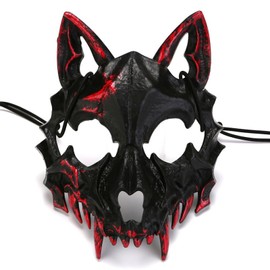 Wowjimi Wolf Mask, Halloween, Like a Wolf Mask, Bloody Masquerade, Dance Parties, Cosplay, Costume Accessory, Christmas, Parties, Events (Black)