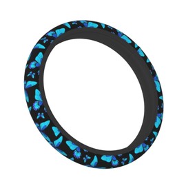 Blue Butterfly Steering Wheel Cover 15 Inches for Women Men, Neoprene Anti-Slip Cute Car Steering Wheel Grip Wrap Car Accessories Protective Case Cover for Vehicle Truck SUV
