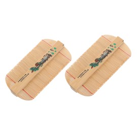 Ipetboom 2pcs Double-sided Multi-purpose Dense Tooth Bamboo Hair Comb for Dandruff and