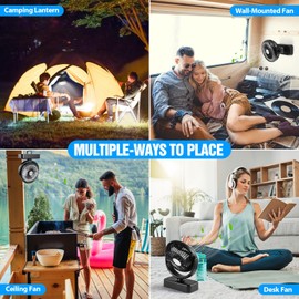 Portable Camping Fan with LED Lantern- 40H Work Time Rechargeable Battery Operated Fan with Hanging Hook for Tent Car RV Hurricane Emergency Outages Survival Kit