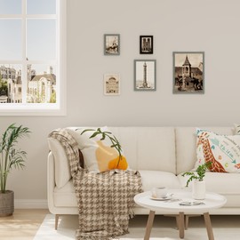 WOLTU Picture Frame 10 x 15 cm, Photo Frame for Vertical or Horizontal Hanging/Standing, Wooden Frame with Mount, Poster Frame, Collage Wall Decoration, Grey