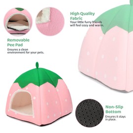 Tierecare Guinea Pig Hideout Bed Rabbit House Cave Accessories Cozy Hide-Out for Bunny Hedgehog Ferret Chinchilla&Other Small Animals