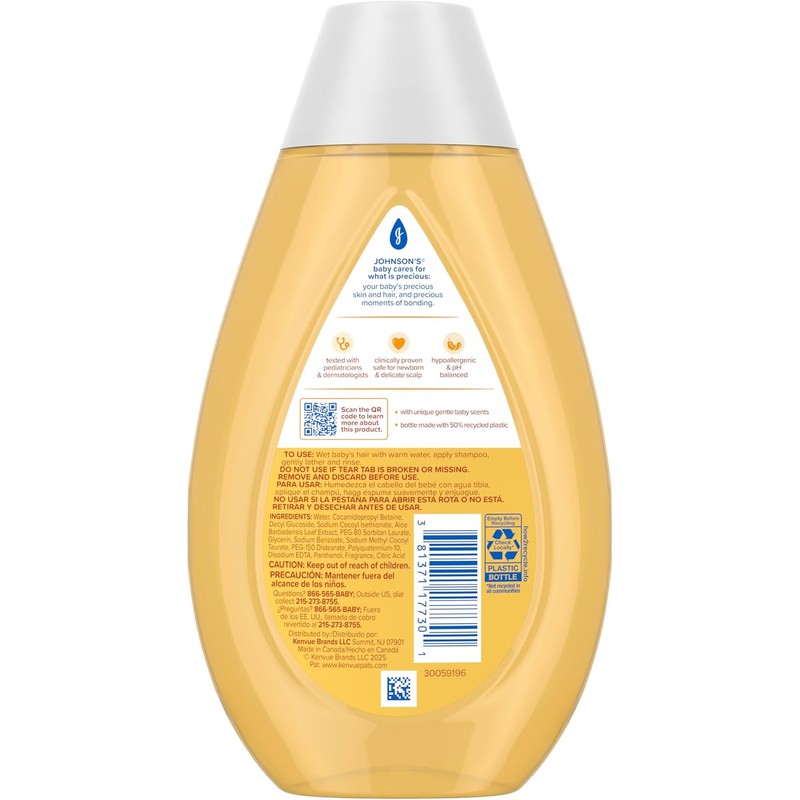 Johnson's Tear Free Baby Shampoo, Free of Parabens, Phthalates, Sulfates
