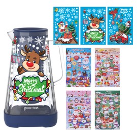 GLACIER FRESH Christmas Glass Water Filter Jug | 2.5 L | 1 x Activated Carbon + 1 x Ultrafiltration Filter | Removes Chlorine, Fluoride, Lime, Heavy Metals such as Lead, Copper | Blue