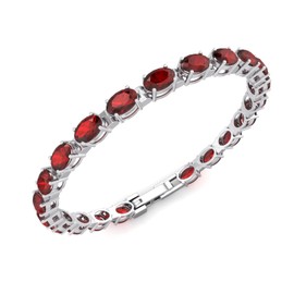 Silver Smile 925 Sterling Silver Garnet-Red Gemstone Bracelets Gift for Women Mom Wife |Attractive Tennis Bracelet in 7.25" Length with Secure Lock |Comes in a Suede Pouch