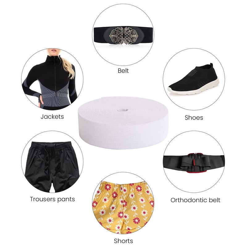 Trimming Shop 32mm (1.25 Inch) Wide Flat Elastic Band, Stretchable