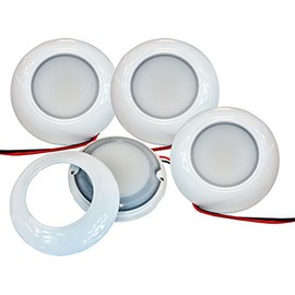 Set of 4 Surface Mount 3" Round Dome Light White LED 6000K Interior Exterior Waterproof 12v 24v Marine RV Truck Trailer