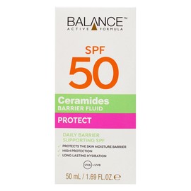 Balance Active Formula Ceramides Barrier Fluid SPF 50 (50ml) - Facial Sunscreen & Daily SPF Face Moisturiser, Broad Spectrum Sun Protection, Hydrating Ceramide Face Fluid