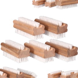 ToolSpace 5 x Nail Brush, Wood, Firm, Strong Bristles, Nail Cleaning Brush, Hand Wash Brush, Finger Brush, Scrubbing Brush for Cleaning Dirt, Dirt Under the Nails, Care Brush, Hand Brush