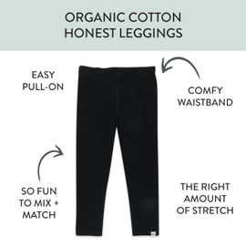 HonestBaby Multipack Leggings Skinny, Flare and Cargo Pants Organic Cotton for Infant Baby Girls, Toddlers, Little Kids, 3-Pack Black, 12 Months