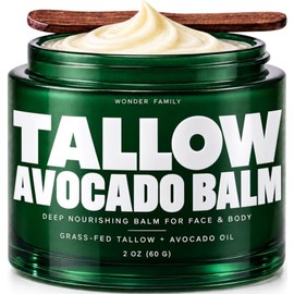 WONDER FAMILY- Bálsamo de sebo y aguacate: a diferencia de la mayoría de los humectantes faciales, nuestra crema facial de sebo de res alimentado con 