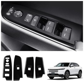 Honda New Vezel RV Series RV3 / RV4 / RV5 / RV6 Exclusive Interior SANQUUQOO Door Switch Panel Window Switch Panel Parts Protector Garnish Window Switch Cover 4PCS (Piano Black)