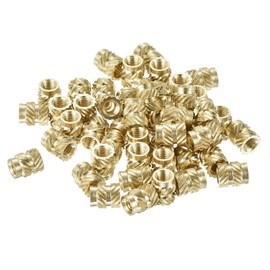 sourcing map Knurled Insert Nut M3 x 6mm L x 5mm OD Female Thread Brass Embedding Nut 180 Pcs