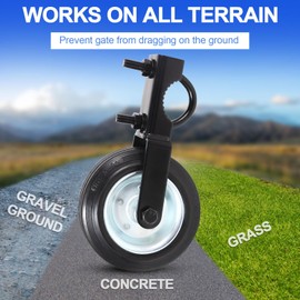 JIAHOO 6" Gate Helper Wheels for Metal Swing Gate with 1-5/8" Thru 2" Gate Frames, Heavy Duty Gate Caster Wheel Support Wheel for Chain Link Fence Swing Gate, Prevent Gate from Dragging, 1 SET/2PCS