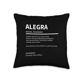 Alegra Gift Valentines Day Gift For Alegra Definition Alegra First Name Throw Pillow, 16x16, Multicolor