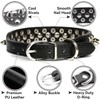 Pimaodog Spiked Studded Dog Collar, Adjustable Soft Leather Puppy Collar