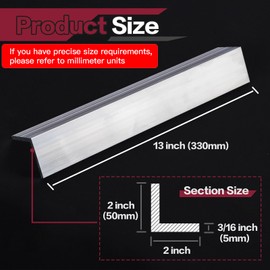 13Inch Aluminum Angle Stock,2PCS 2" x 2"x 3/16" Aluminum Angle 6061, T6511 Mill Stock,5mm Thick