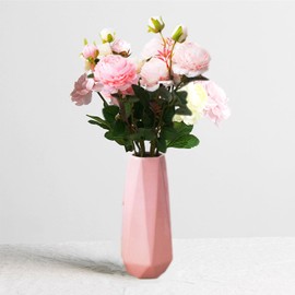 Jarrón de cerámica, 7.4 pulgadas para tulipán de lirio de cala, florero estilo minimalismo para estante de mesa moderno, decoración del hogar, apto para inauguración de la casa, bodas, cumpleaños, Navidad, Acción de Gracias, Año Nuevo (rosa)