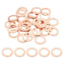 PATIKIL 35PCS M16 Copper Washers, M16x24x1mm Copper Crush Washer Metric Flat Washers Sealing Washers Assortment Kit Oil Drain Plug Gasket Ring for Automotive Battery Vehicles Screws Bolt