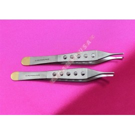 CYNAMED USA 2 PCS ADSON FINE TISSUE PLASTIC SURGERY FORCEP 1X2T W/ FENESTRATED GOLD HANDLE