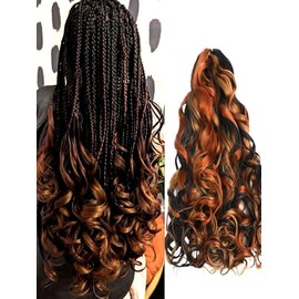 Pre Stretched Braiding Hair 20 Inch Loose Wave Crochet Braids Hair 8 packs Big wavy curly Bouncy Braiding Hair Curly Synthetic (M1b2730, 20inch(pack of 8))