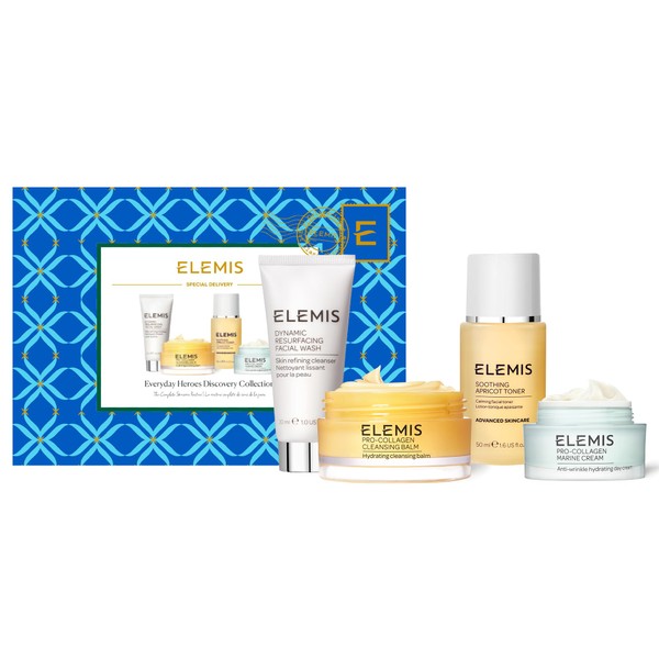 Elemis Limited Edition Everyday Heroes Collection, Luxury Beauty Skincare Gift Set, Hydrating Pro-Collagen Cleansing Balm, Special Marine Cream, Travel Size Face Wash & Toner