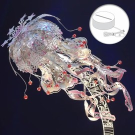 Piececool 3D Puzzle Metal Jellyfish, 3D Metal Puzzle Marine Biological Model for 340 Stainless Steel, Full Metal, Birthday Gift, Model Kit Adults, 61 Pieces (Blue)
