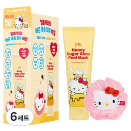 Flu Sanrio Hello Kitty Honey Sugar Glow Peel Mask + Shower Ball Set, 6 Sets / 플루 산리오 헬로키티 허니 슈가 글로우 필 마스크 + 샤워볼 세트, 6세트