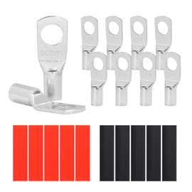 10PCS Tinned Copper Wire Lugs 12-8 AWG,SC6-6 Battery Cable Ends Terminal Connectors with Heat Shrink Tubing (SC6-6)