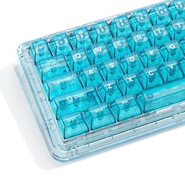 dagaladoo Blue Clear keycaps,Transparent Keyboard keycaps60 75 Percent,PC Shine Through Jelly Keycaps,MDA Profile for Cherry Gateron Mx Switches Gaming Mechanical Keyboard(115key,only keycaps)