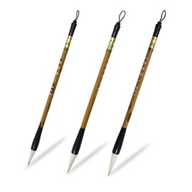 3 Sizes Chinese Writing Brushes, Chinese Calligraphy Brush Set, Chinese Painting Ink Brushes with Bamboo Pen Holder, Traditional Chinese Art Sumi Brushes (L, M, S)