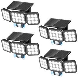 Solar Flood Light Outdoor 4 Pack, 3500LM Super Bright Motion Sensor Outdoor Lights, Solar Lights Outdoors Waterproof, Upgrade Glass Panel, 270° Wide Angle LED Security Spot Light for Outside Yard