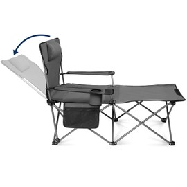 Vogano Camping Lounge Chair, Portable Beach Chair for Adults Sun Chairs Outdoor with Carry Bag, for Fishing, Camp, Picnics (Grey)