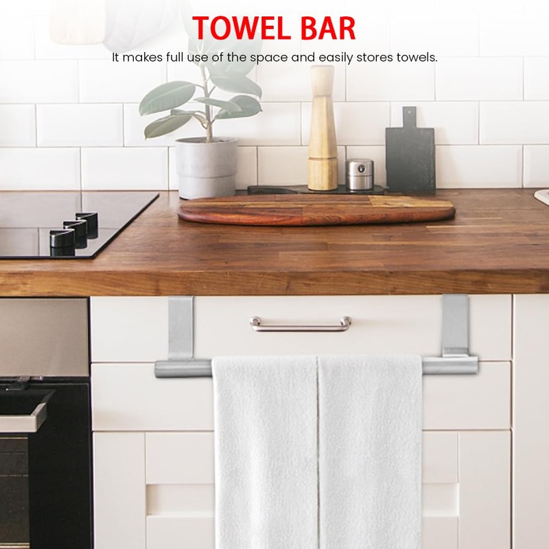 2 Pack Over Cabinet Towel Holder, Brushed Dish Towel Rack