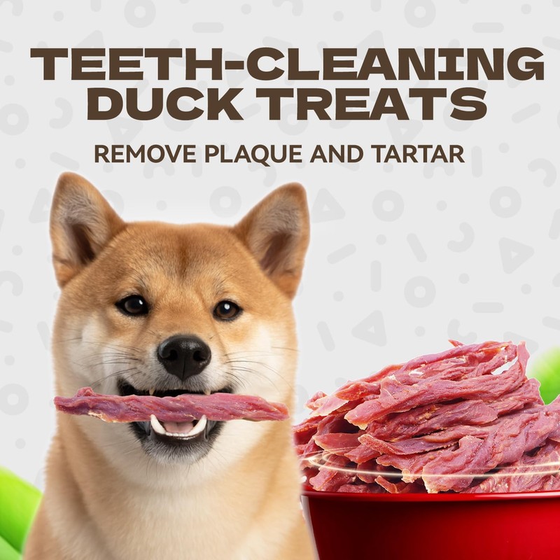 KUADELRO Duck Jerky Dog Treats, Real Duck Strips Dog Training