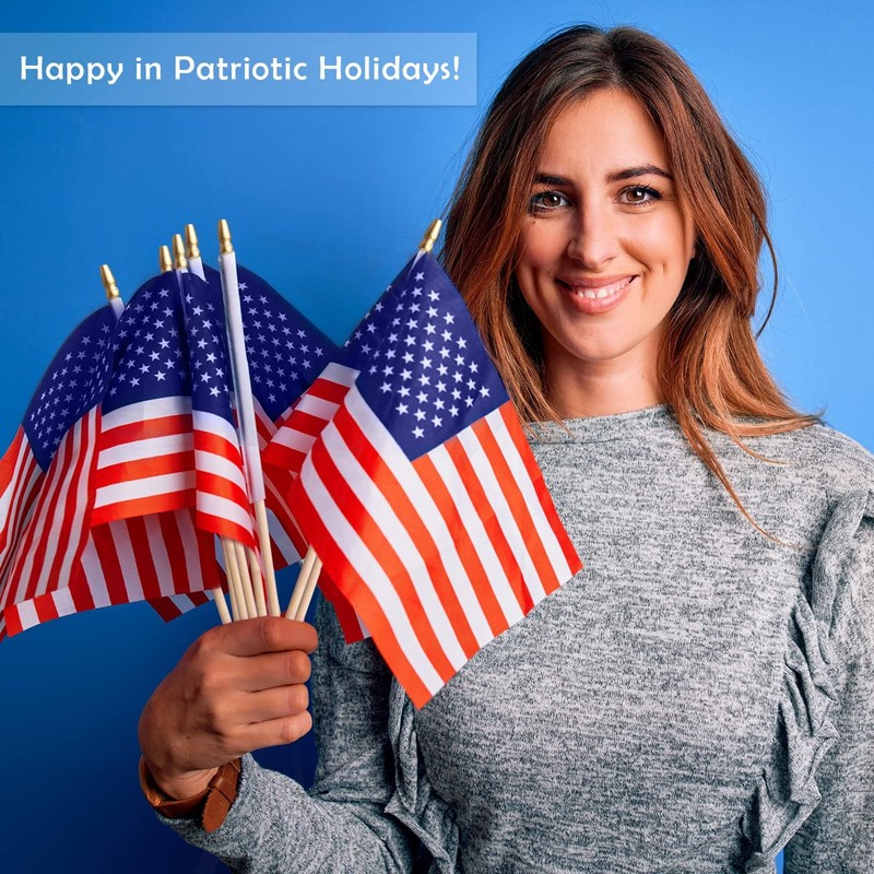 Fovths 15 Pack Veteran's Day Handheld American Stick Flags with