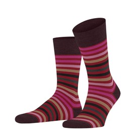 FALKE Men's Tinted Stripe Socks Breathable Climate Regulating Odour-Inhibiting Wool Cotton Reinforced Men's Socks Striped Durable Allrounder for Business Everyday 1 Pair, Red (Ingle 8077)