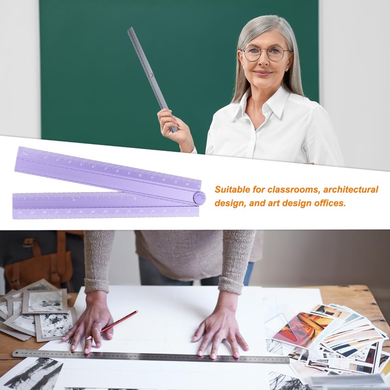 sourcing map 2pcs Folding Straight Ruler 30cm Metric Aluminum Alloy