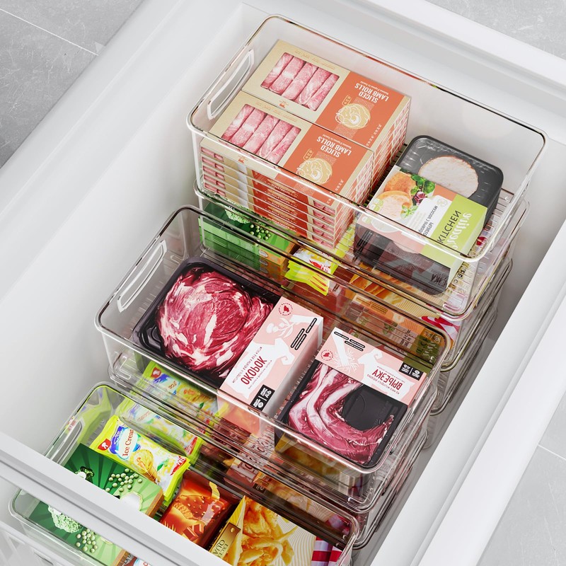 Heyuzb 8 PACK Freezer Organizer Bins Clear Stackable Storage Bins