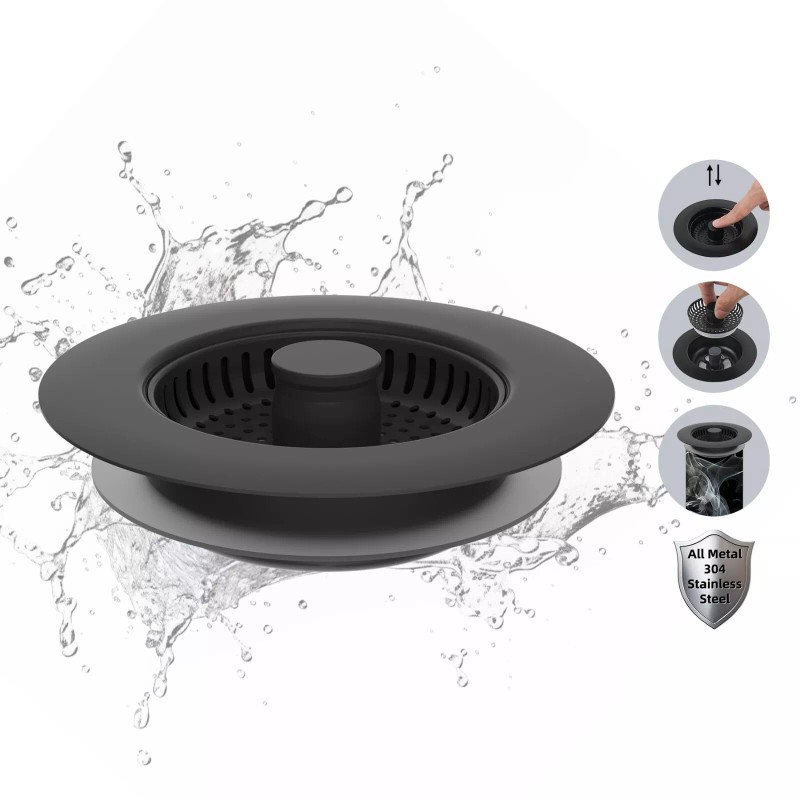 hibbent Stainless Steel 3 in 1 Kitchen Sink Drain Strainer