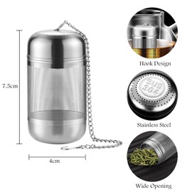 Tea Strainer for Loose Tea, Pack of 2 Tea Strainers, Stainless Steel Tea Filter for Loose Tea, Fine Mesh with Chain, Stainless Steel Tea Strainer Tea Strainer for Loose Tea, Tea Infuser Strainer for