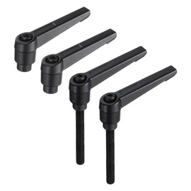 sourcing map 4pcs Clamping Lever Adjustable Handle Set Metric M6 x 50mm Male & M6 Female Thread Level Handles Hand Stud Knobs Quick Release Black for Lathe Machinery