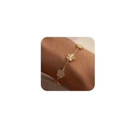 Xocimy Gold Bracelets for Women Trendy 14K Real Gold Plated Four Leaf Clover Lucky Bracelet Everyday Jewelry Gifts for Women