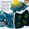 Glow in The Dark Axolotl Blanket Soft Plush Fleece Blue