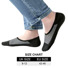 FUIPVG 6 Pairs of Trainer Socks for Men and Women, No-Show Invisible Combed Cotton, Cotton Short Half Socks, Non-Slip Breathable Socks, for Everyday and Sports (Multicoloured, One Size), multicoloured