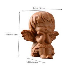 WHAMVOX Wooden Angel Statue Figurine Decor Religious Angel Ornament Wings Miniature Model for Home Office
