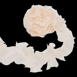 letsinstyle 3 Yards 4.33 Inches Wide Organza Lace Ruffled Fabric Trim with Pearls, Pleated Gathered Tulle Ribbon, Vintage Beaded Trims for Wedding Dress Applique Sewing and DIY Crafts