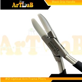 Optical Eyeglass Frame and Arm Adjusting Pliers with Nylon Jaws & Black Grip Handle - German Stainless Steel - Scratch-Free Jaws, Non-Marring (#21)